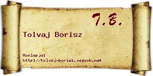 Tolvaj Borisz névjegykártya